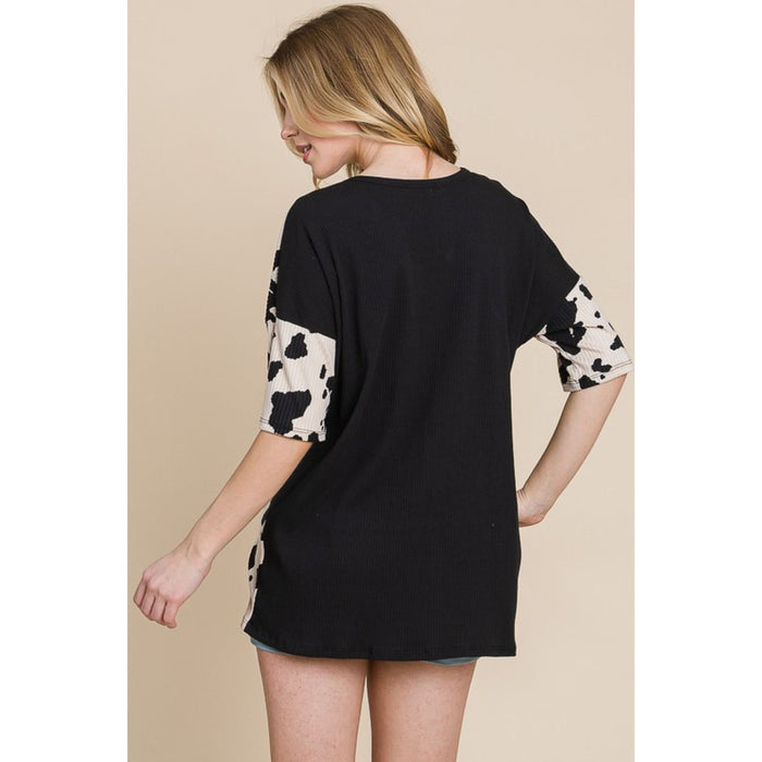 BomBom  Rodeo Love Ribbed Animal Contrast Tee