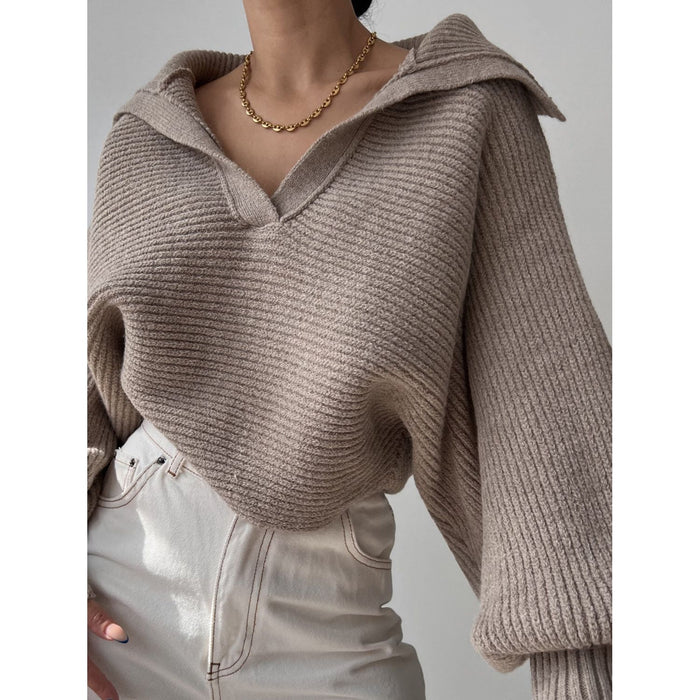 Johnny Collar Long Sleeve Sweater