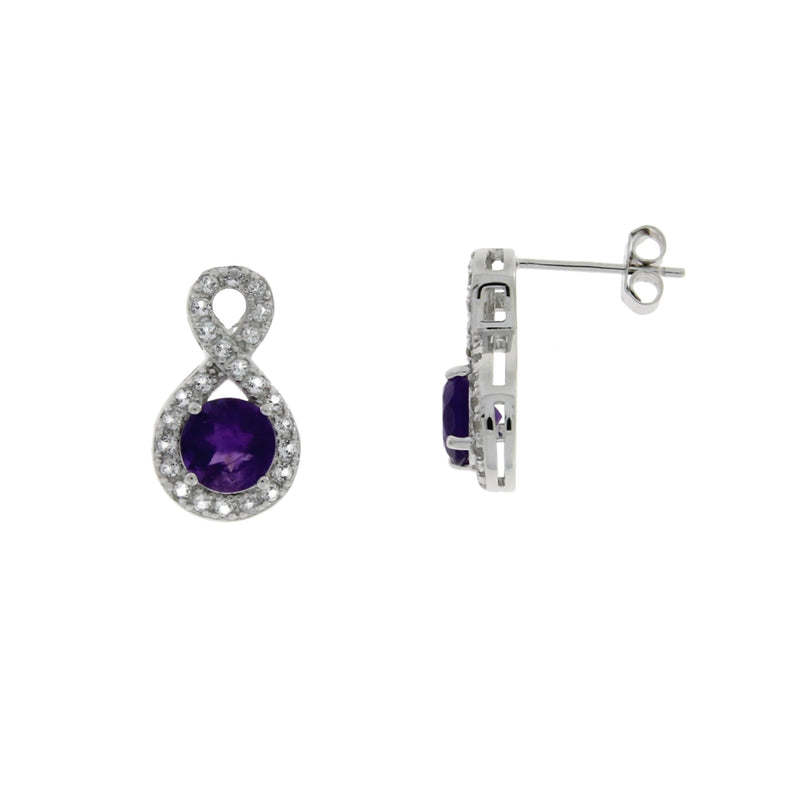 Bids.com 1.40ct Amethyst White Topaz Earrings Sterling Silver Earrings