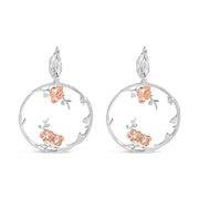 Bids.com Rose Gold Plated .925 Sterling Silver 1/10 Cttw Diamond Floral Hoop Earrings (I-J Color, SI1-SI2 Clarity) Earrings