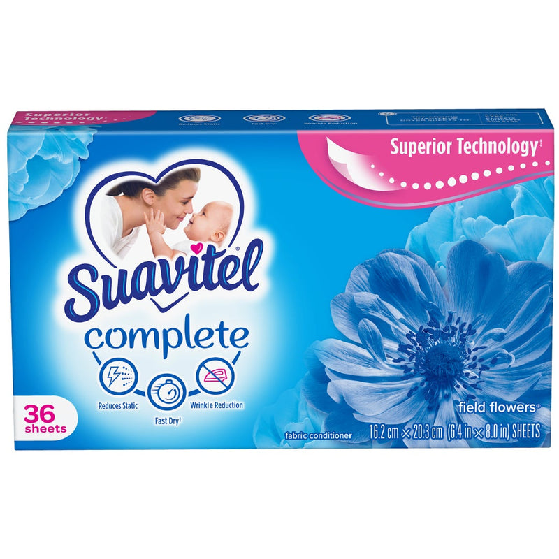 Suavitel Suavitel Complete Dryer Sheets, Field Flowers Scent, 36 Count Fabric Softeners & Dryer Sheets