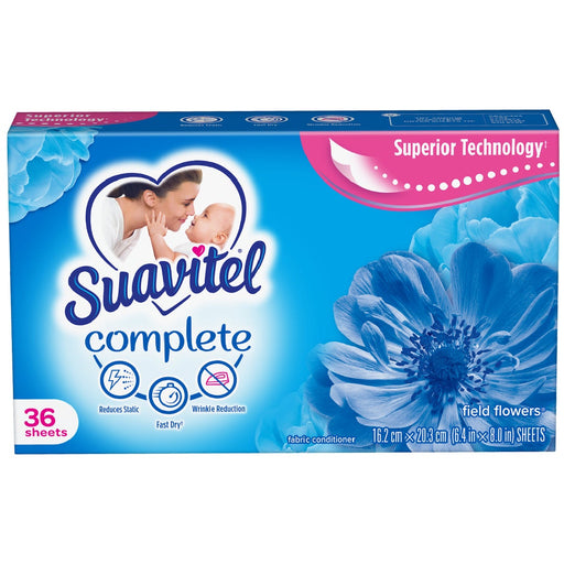 Suavitel Suavitel Complete Dryer Sheets, Field Flowers Scent, 36 Count Fabric Softeners & Dryer Sheets