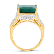 Bids.com 8.70 Carat Dyed Emerald and White Topaz .925 Sterling Silver Ring Rings