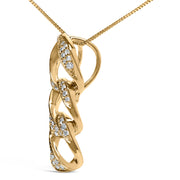 Bids.com 14K Yellow Gold Plated .925 Sterling Silver 1/6 Cttw Diamond Interlocking Triple Asymmetric Circle Hoop 18" Pendant Necklace (H-I Color, I1-I2 Clarity) Necklaces