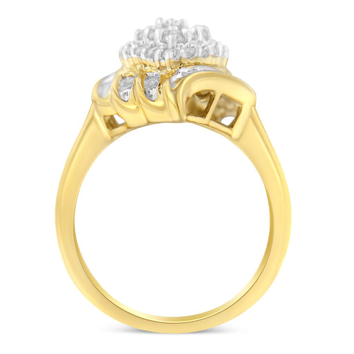 Bids.com 10K Yellow Gold Plated .925 Sterling Silver Diamond Cocktail Ring (3/4 Cttw, I-J Color, I2-I3 Clarity) - Size 6 Rings