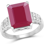 Bids.com 7.26 Carat Glass Filled Ruby and White Topaz .925 Sterling Silver Ring Rings