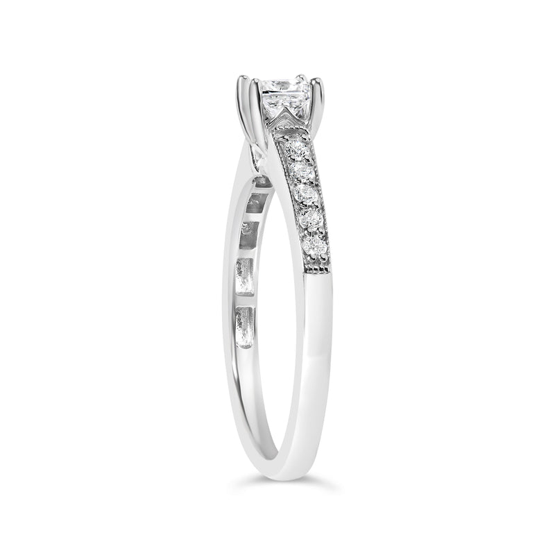 Bids.com 14K White Gold Diamond 1/2 Cttw Princess Cut Diamond Engagement Ring (G-H Color, VS2-SI1 Clarity) - Size 7 Rings