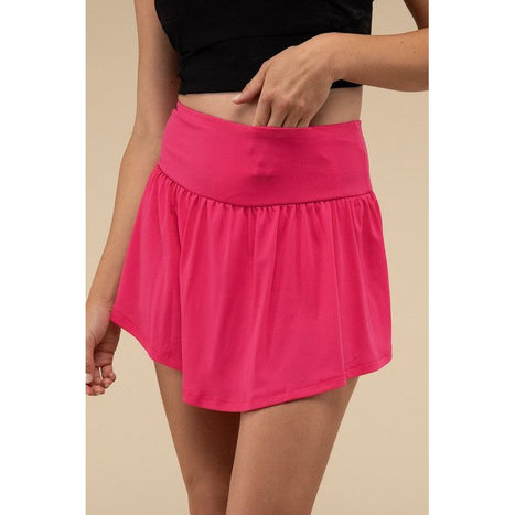 Wide Band Tennis Skirt with Zippered Back Pocket