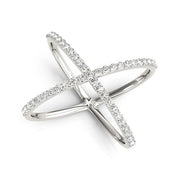 Bids.com 14k White Gold X Style Thin Ring with Diamonds (1/2 cttw) Rings
