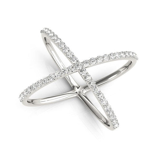 Bids.com 14k White Gold X Style Thin Ring with Diamonds (1/2 cttw) Rings
