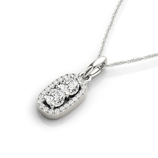 Bids.com Outer Oval Shaped Two Stone Diamond Pendant in 14k White Gold (5/8 cttw) Necklaces