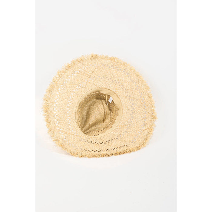 Fame Openwork Raw Hem Weave Hat