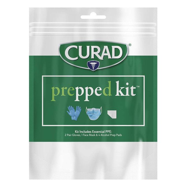 Curad Curad Prepped Kit Essential Ppe Pack, Includes 2 Pairs Of Gloves, 1 Face Mask, 4 Alcohol Prep Pads Masks Lavender