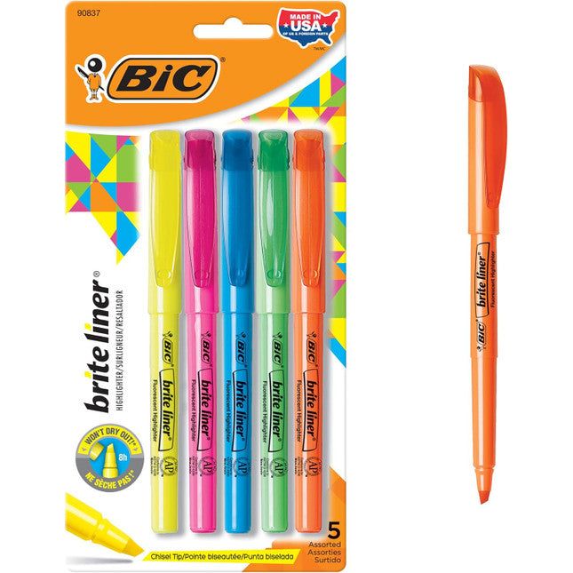 BIC BIC Brite Liner Highlighters, Chisel Tip - 30 Count (6 Packs of 5 Assorted Colors) Highlighters