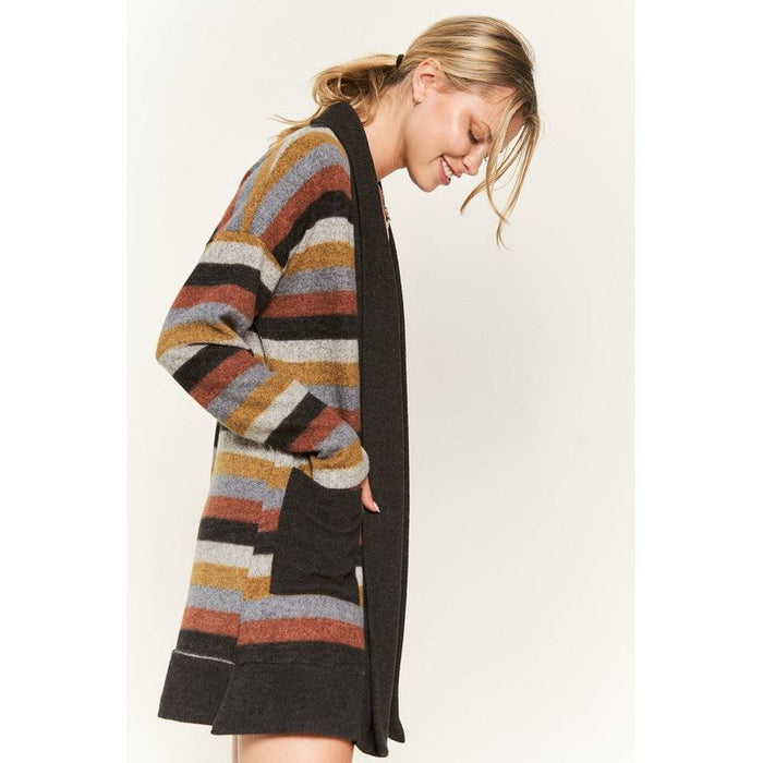 Multi Color Stripe Cardigan Krt1242