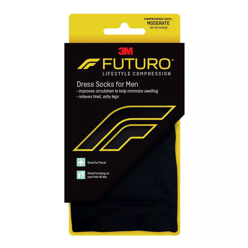 Futuro FUTURO Revitalizing Men's Dress Socks, Mild Compression 15-20 mmHg, Black, Medium, 1 Pair Personal Care