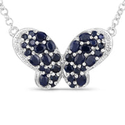 Bids.com 3.83 Carat Genuine Blue Sapphire and White Zircon .925 Sterling Silver Pendant Pendants