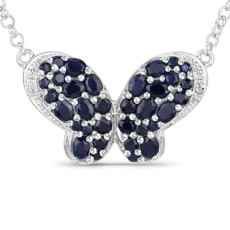 Bids.com 3.83 Carat Genuine Blue Sapphire and White Zircon .925 Sterling Silver Pendant Pendants
