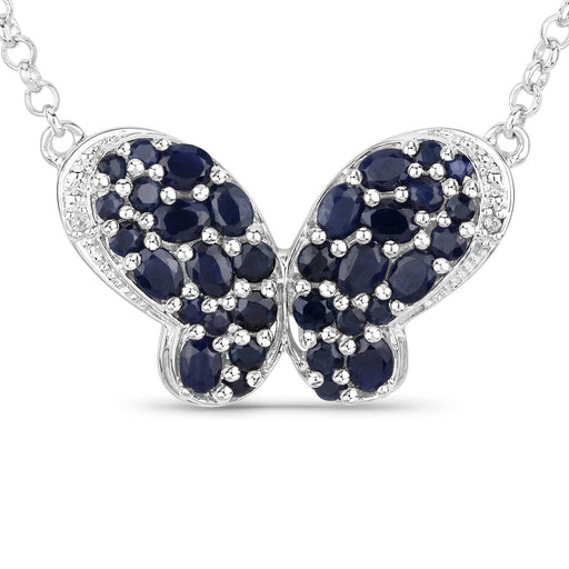 Bids.com 3.83 Carat Genuine Blue Sapphire and White Zircon .925 Sterling Silver Pendant Pendants White Smoke