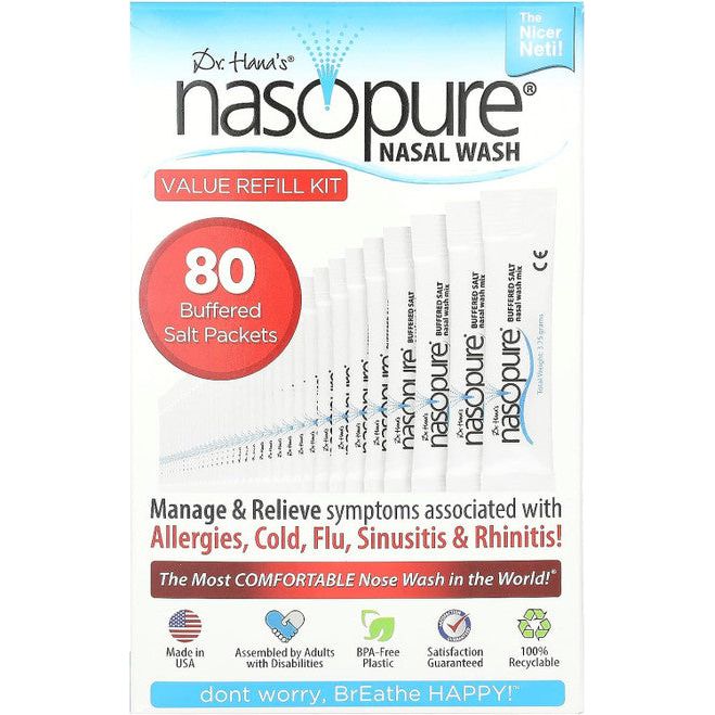 Nasopure Nasopure Nasal Wash, Value Refill Kit, 80 Buffered Salt Packets Medicine & Drugs