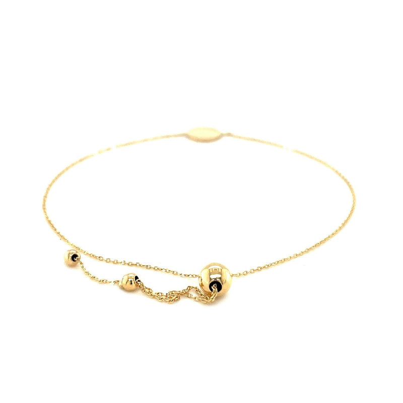 Bids.com Adjustable Bracelet with Shiny Circle in 14k Yellow Gold Bracelets