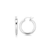 Bids.com Sterling Silver Rhodium Plated Thick Style Polished Hoop Earrings (25mm) Earrings