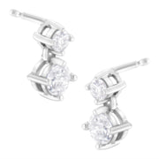 Bids.com 14K White Gold 1 cttw Double Diamond Stud Earrings (H-I Clarity, SI2-I1 Color) Earrings