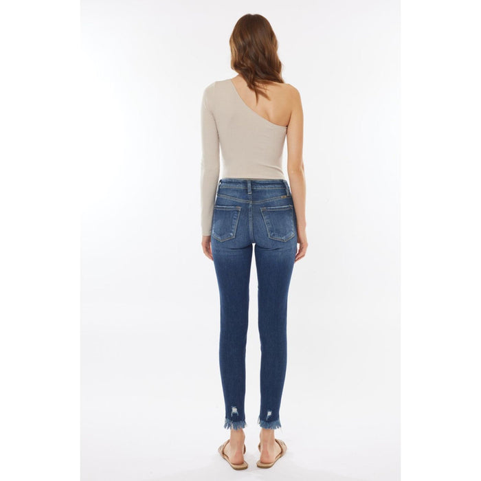 Kancan Raw Hem High Waist Cropped Jeans