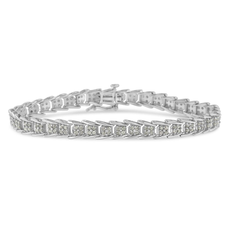 Bids.com 10k White Gold 2 cttw Diamond Fan-Shaped Link Tennis Bracelet (I-J Clarity, I3 Color) - Size 7.25" Bracelets