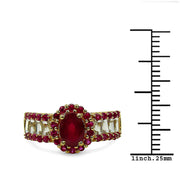 Bids.com 2.89 Carat Glass Filled Ruby, Created Ruby and White Topaz .925 Sterling Silver Ring Rings