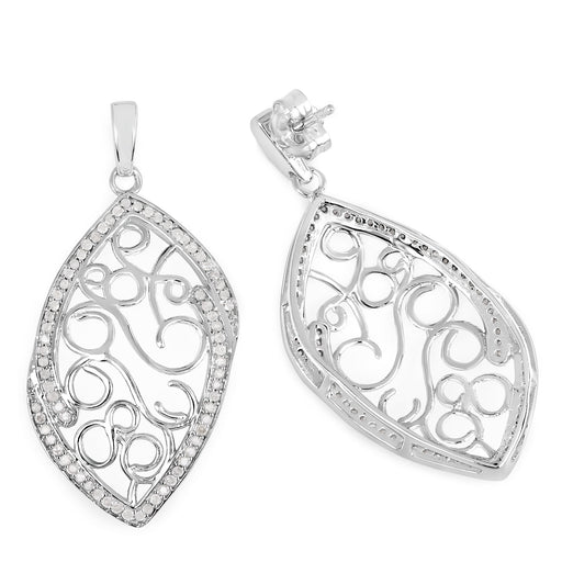 Bids.com 0.73 Carat Genuine White Diamond .925 Sterling Silver Earrings Earrings