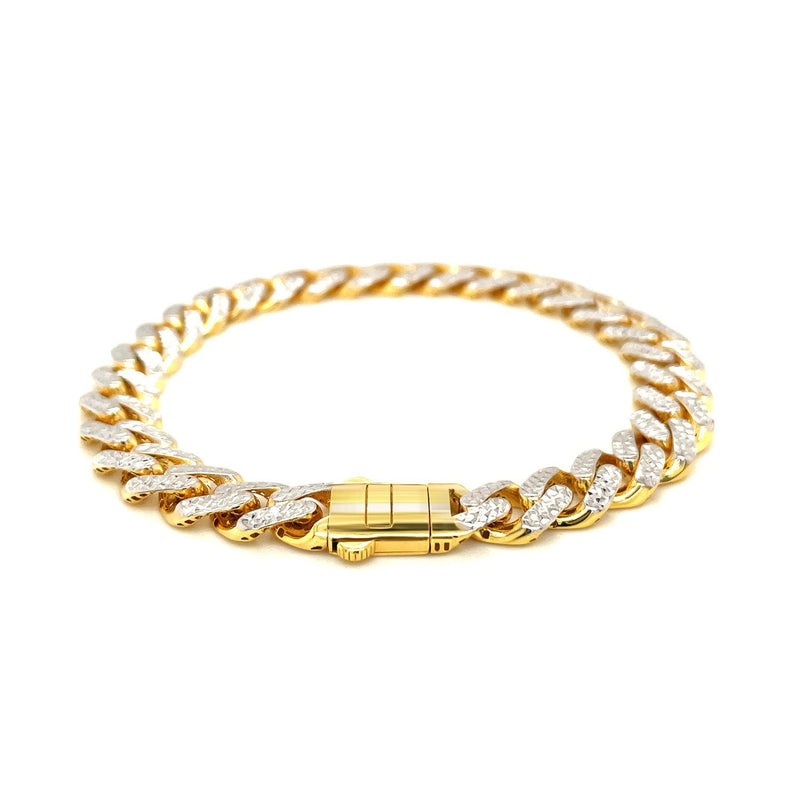 Bids.com 14k Two Tone Gold 8 1/4 inch Curb Chain Bracelet with White Pave Bracelets