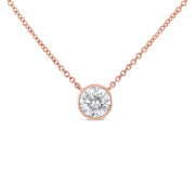 Bids.com 10K White Gold 1/10 Carat Round Brilliant-Cut Diamond Modern Bezel-Set Solitaire 16"-18" Pendant Necklace (H-I Color, SI2-I1 Clarity) Necklaces