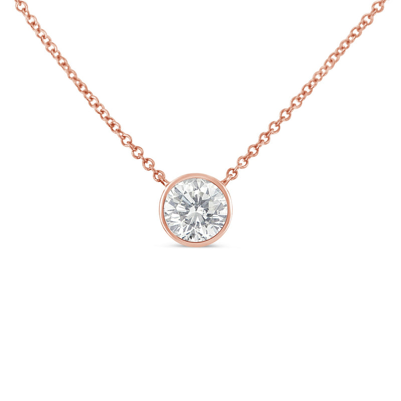 Bids.com 10K White Gold 1/10 Carat Round Brilliant-Cut Diamond Modern Bezel-Set Solitaire 16"-18" Pendant Necklace (H-I Color, SI2-I1 Clarity) Necklaces