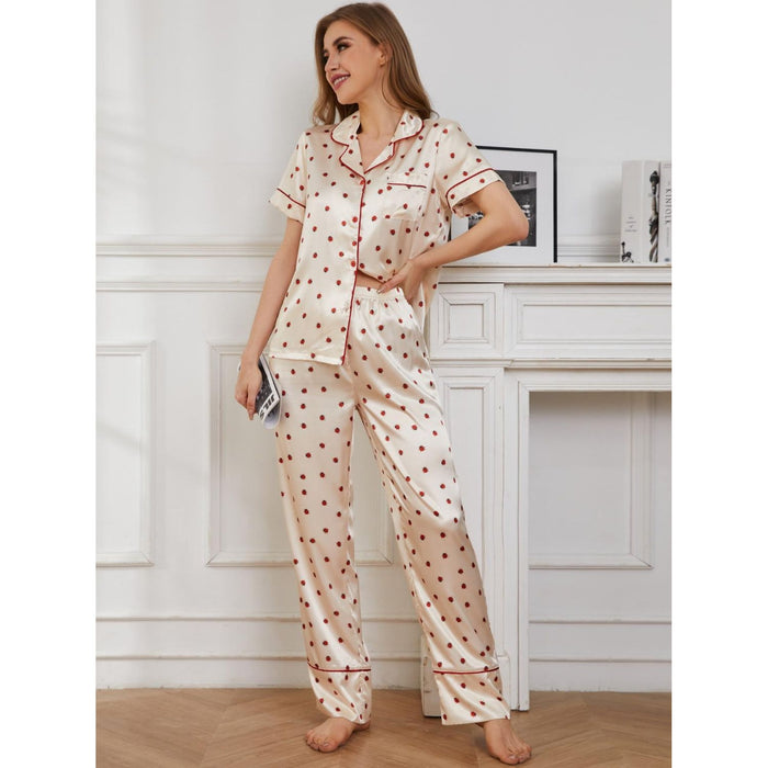 Contrast Piping Pocketed Top and Pants Lounge Set