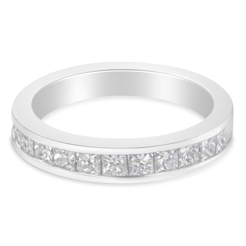 Bids.com Women's 18K White Gold Princess Cut Diamond Band Ring (1 Cttw, G-H Color, SI1-SI2 Clarity) - Size 6 Rings