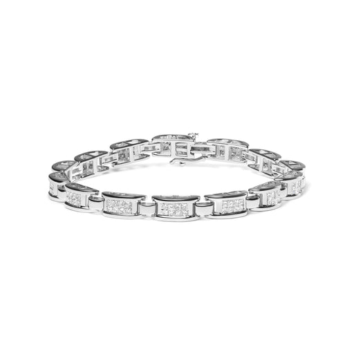 Bids.com 14K White Gold 3.0 Cttw Invisible Set Princess Cut Diamond Link and Buckle 7.25" Tennis Bracelet (I-J Color, I1-I2 Clarity) Bracelets