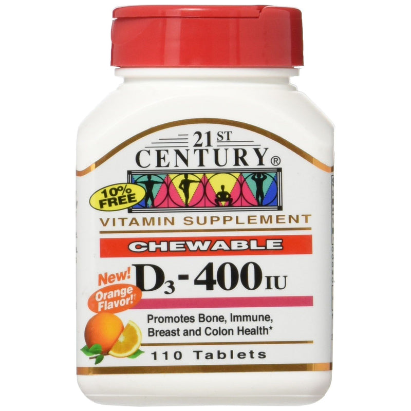 21st Century 21st Century Vitamin D3, Chewable, Orange, 100 Mcg (400 IU), 110 Tablets Vitamins & Supplements