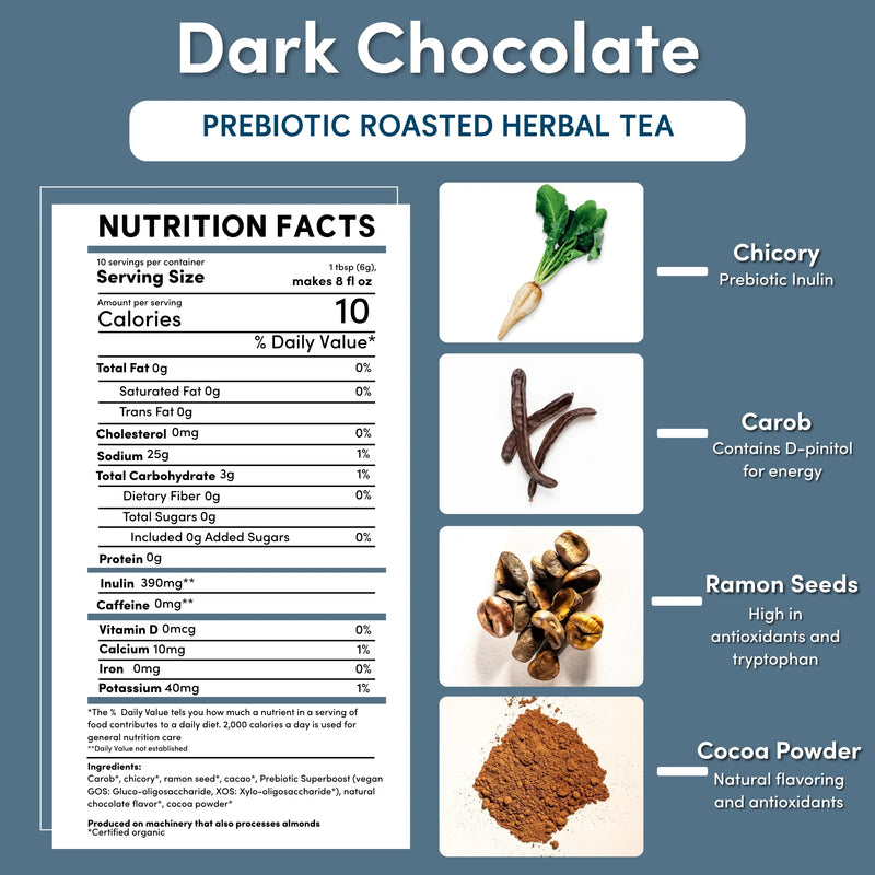 Teeccino Dark Chocolate Prebiotic SuperBoost Herbal Tea Herbal Tea
