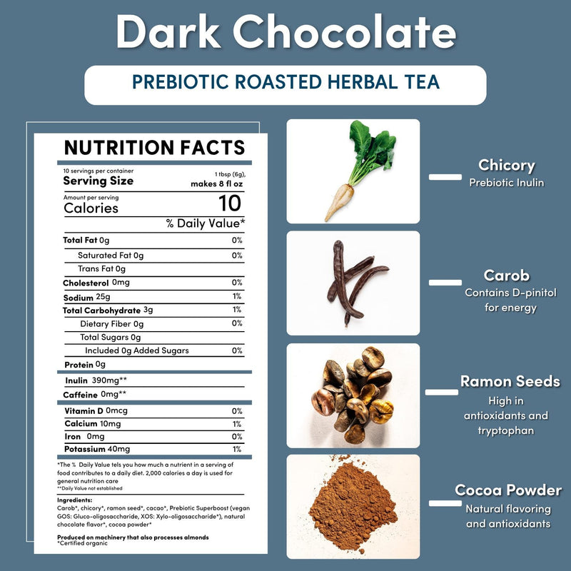 Teeccino Dark Chocolate Prebiotic SuperBoost Herbal Tea Herbal Tea