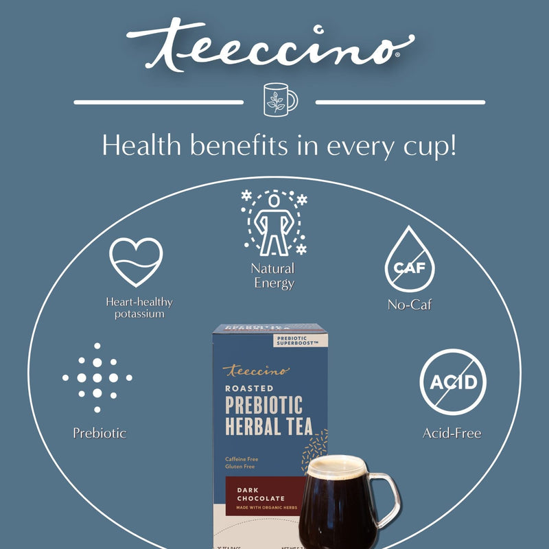 Teeccino Dark Chocolate Prebiotic SuperBoost Herbal Tea Herbal Tea