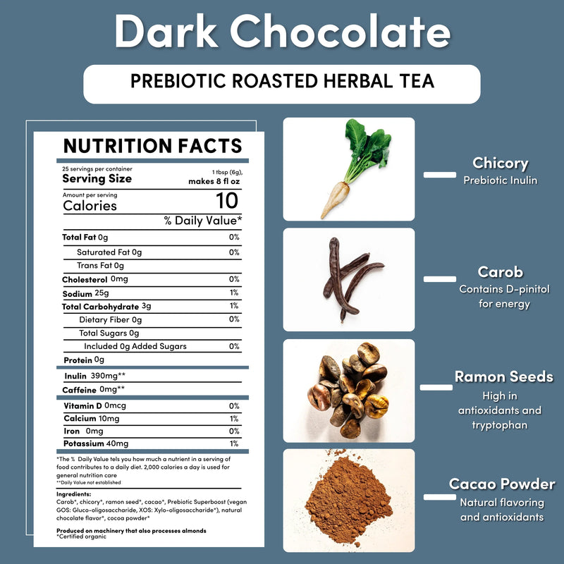 Teeccino Dark Chocolate Prebiotic SuperBoost Herbal Tea Herbal Tea