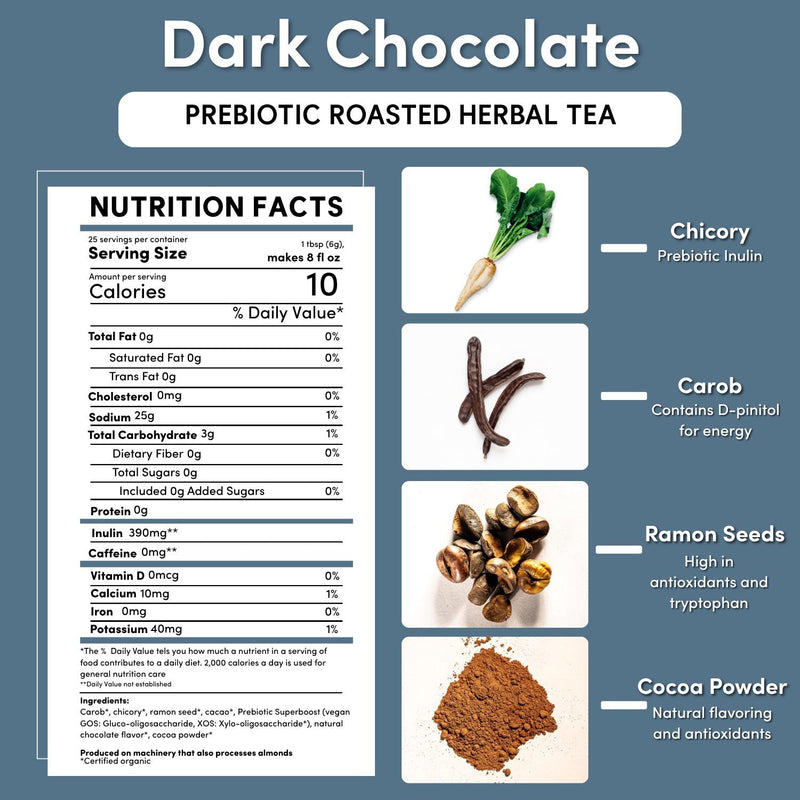 Teeccino Dark Chocolate Prebiotic SuperBoost Herbal Tea Herbal Tea