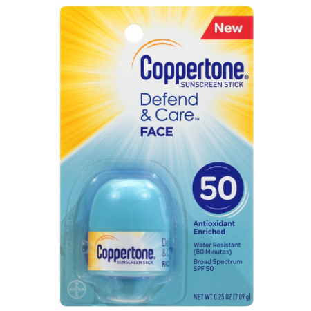Coppertone Coppertone Defend & Care Face Sunscreen Stick SPF 50 0.25 Oz 2019 Sunscreen