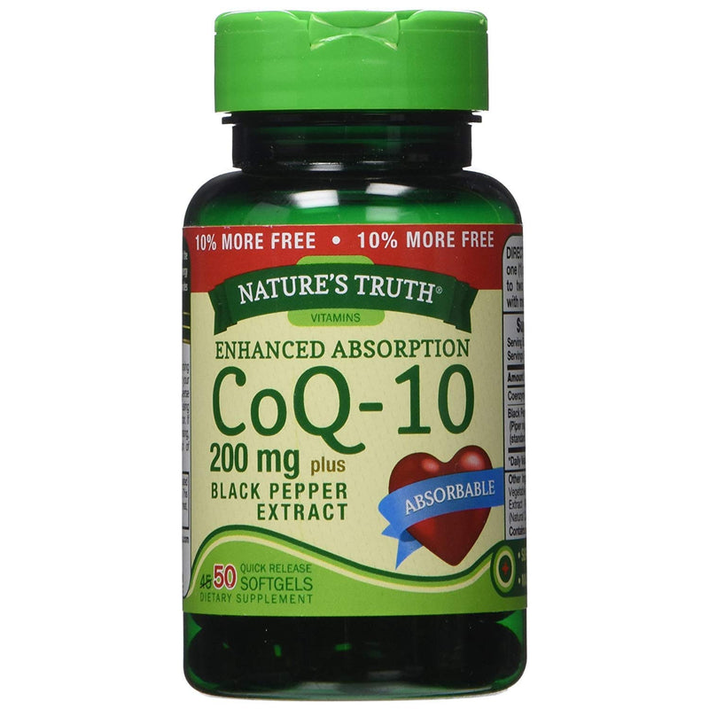 Nature's Truth Nature's Truth Enhanced Absorption CoQ-10 200 Mg Plus Black Pepper Extract Vitamins & Supplements