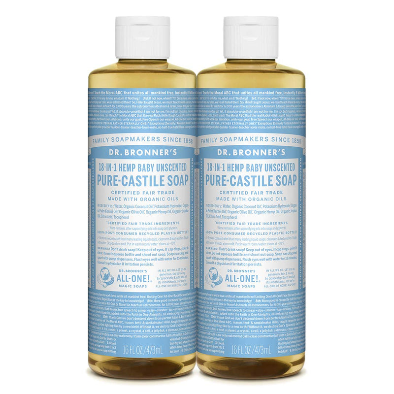 Dr. Bronner's Dr. Bronner's Pure Castile Liquid Soap Baby Mild Unscented -- 16 Fl Oz Bath & Body