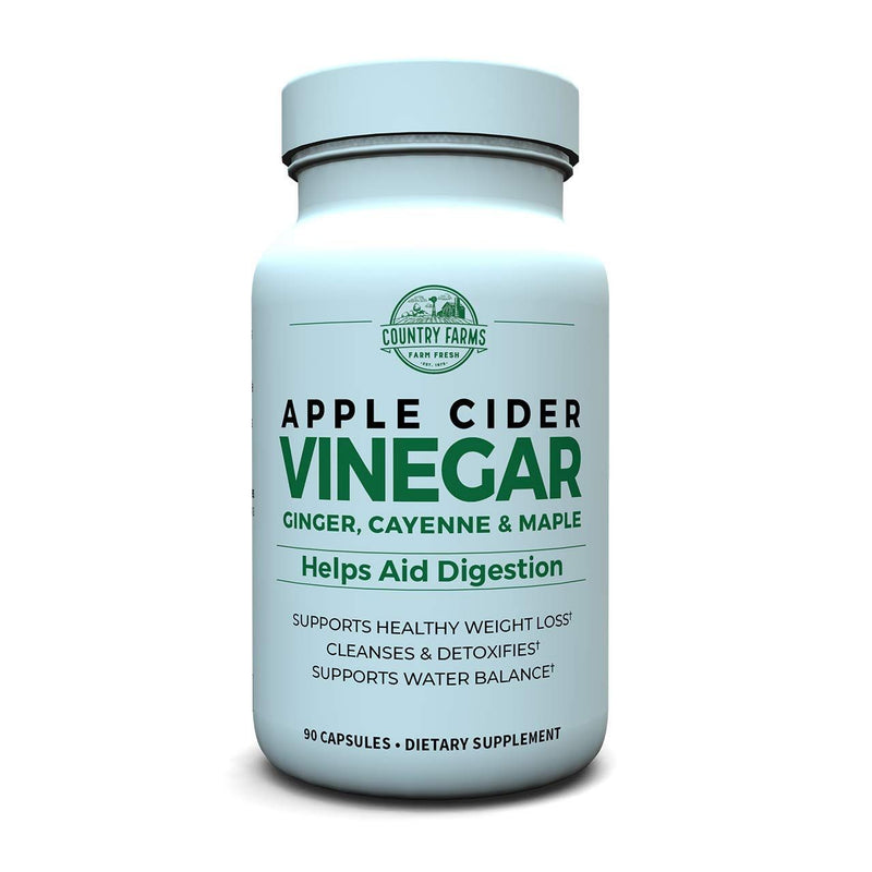 Country Farms Apple Cider Vinegar 500mg, 90 Capsules - Natural Weight Management & Digestive Support Vitamins & Supplements