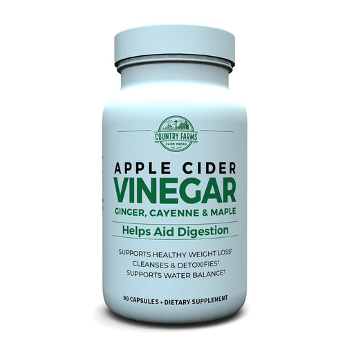 Country Farms Apple Cider Vinegar 500mg, 90 Capsules - Natural Weight Management & Digestive Support Vitamins & Supplements White Smoke