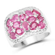 Bids.com 3.04 Carat Genuine Ruby & White Topaz .925 Sterling Silver Ring Rings