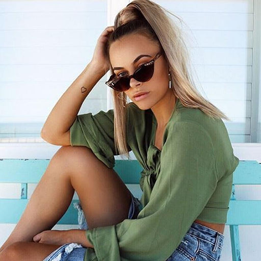 zeroUV Elegant 50s Vintage Womens Fashion Rhinestone Cat Eye Sunglasses 8433 Sunglasses